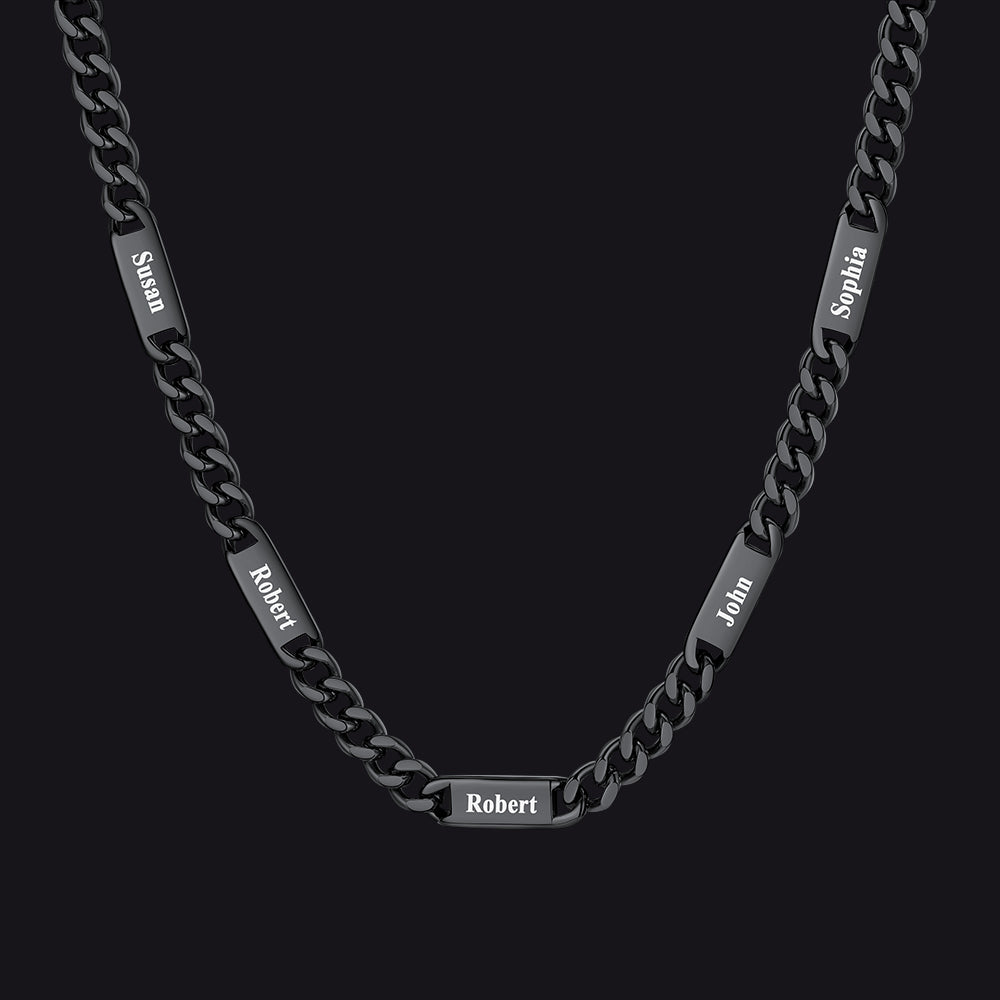 Custom Engraved 1-5 Name Chain Link Necklace for Men