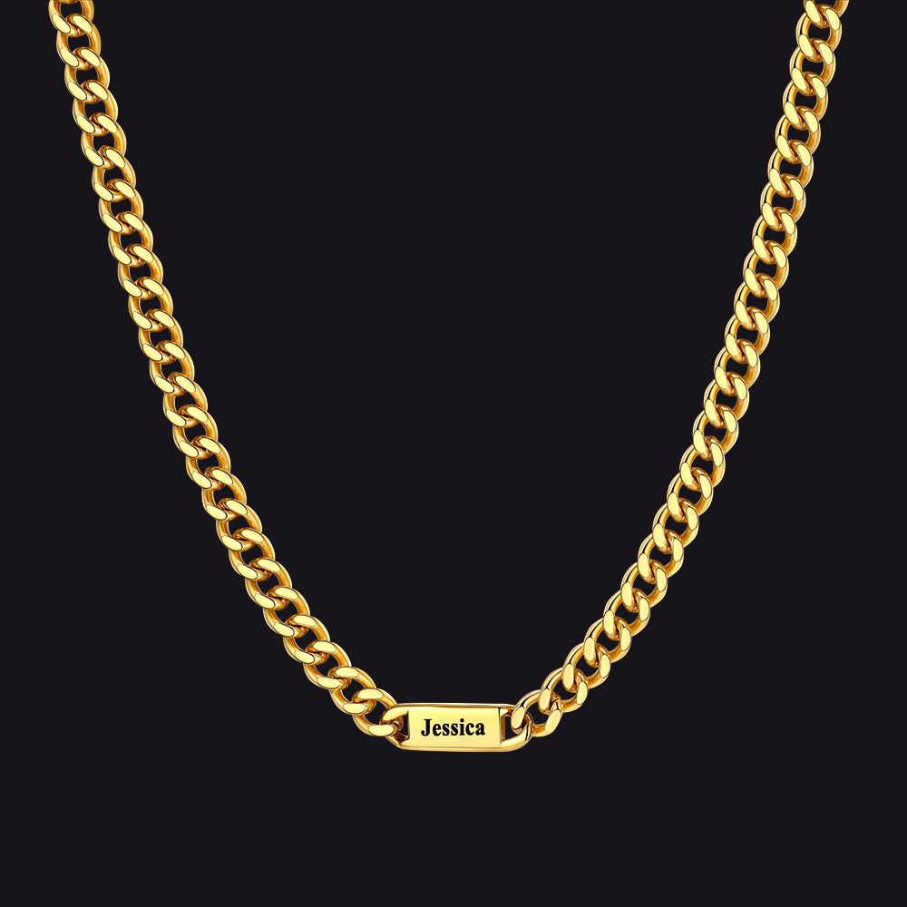Custom Engraved 1-5 Name Chain Link Necklace for Men