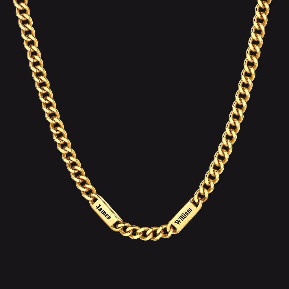 Custom Engraved 1-5 Name Chain Link Necklace for Men