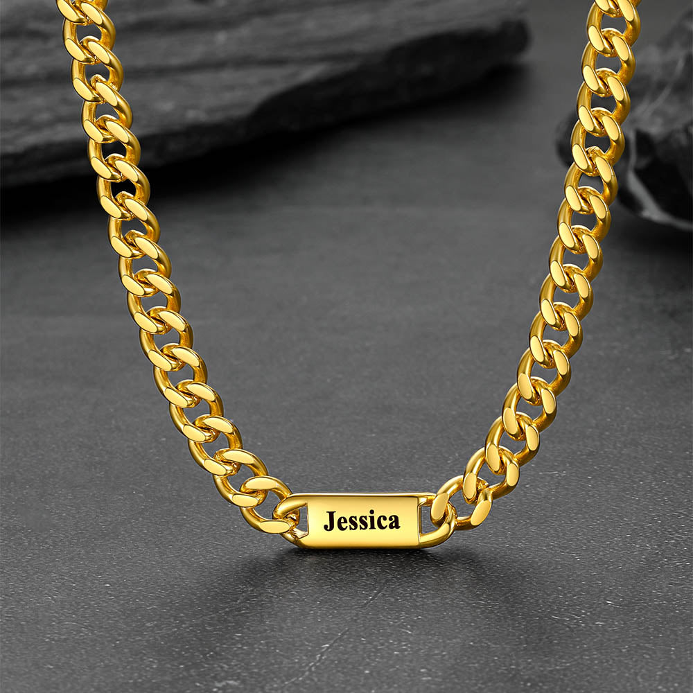 Custom Engraved 1-5 Name Chain Link Necklace for Men