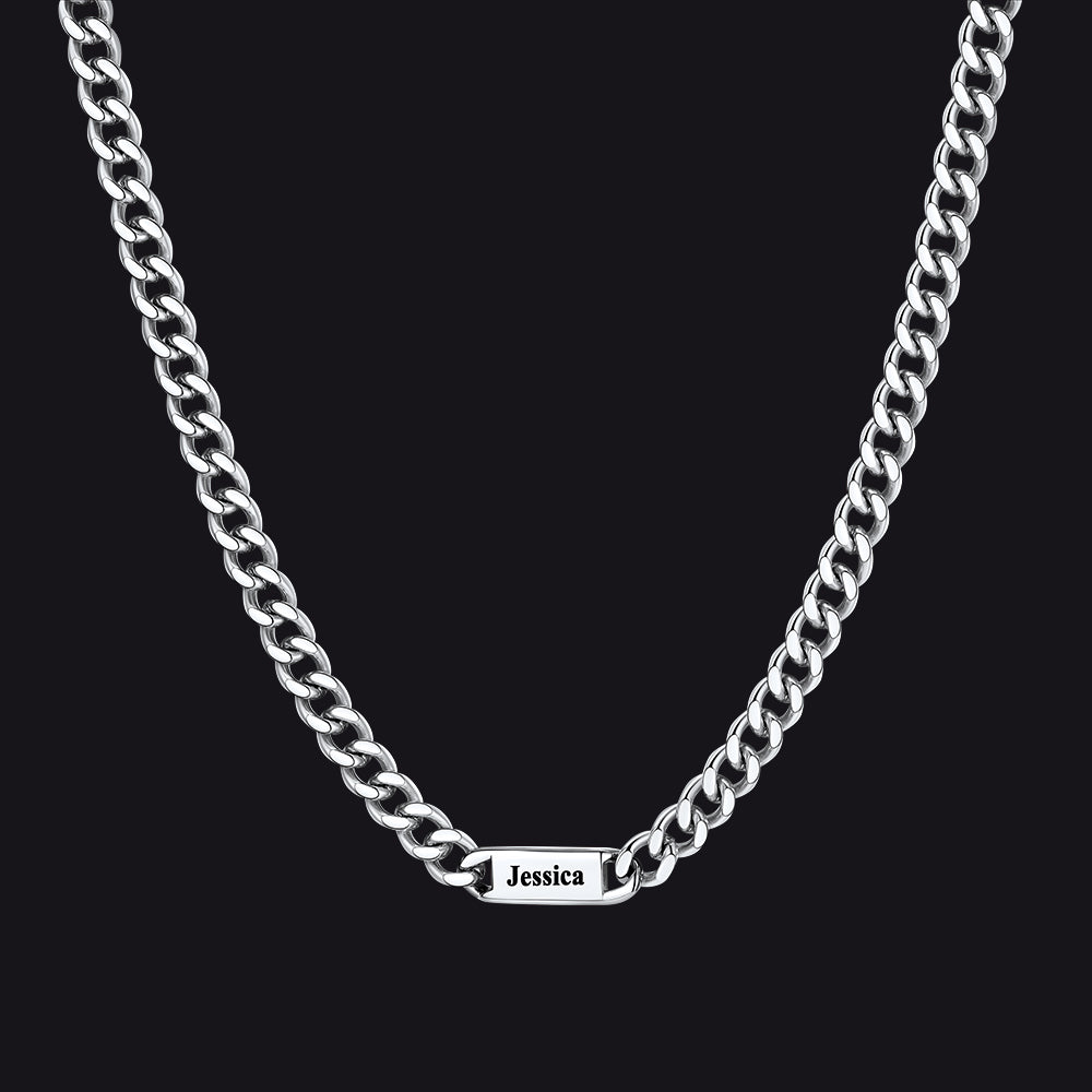 Custom Engraved 1-5 Name Chain Link Necklace for Men