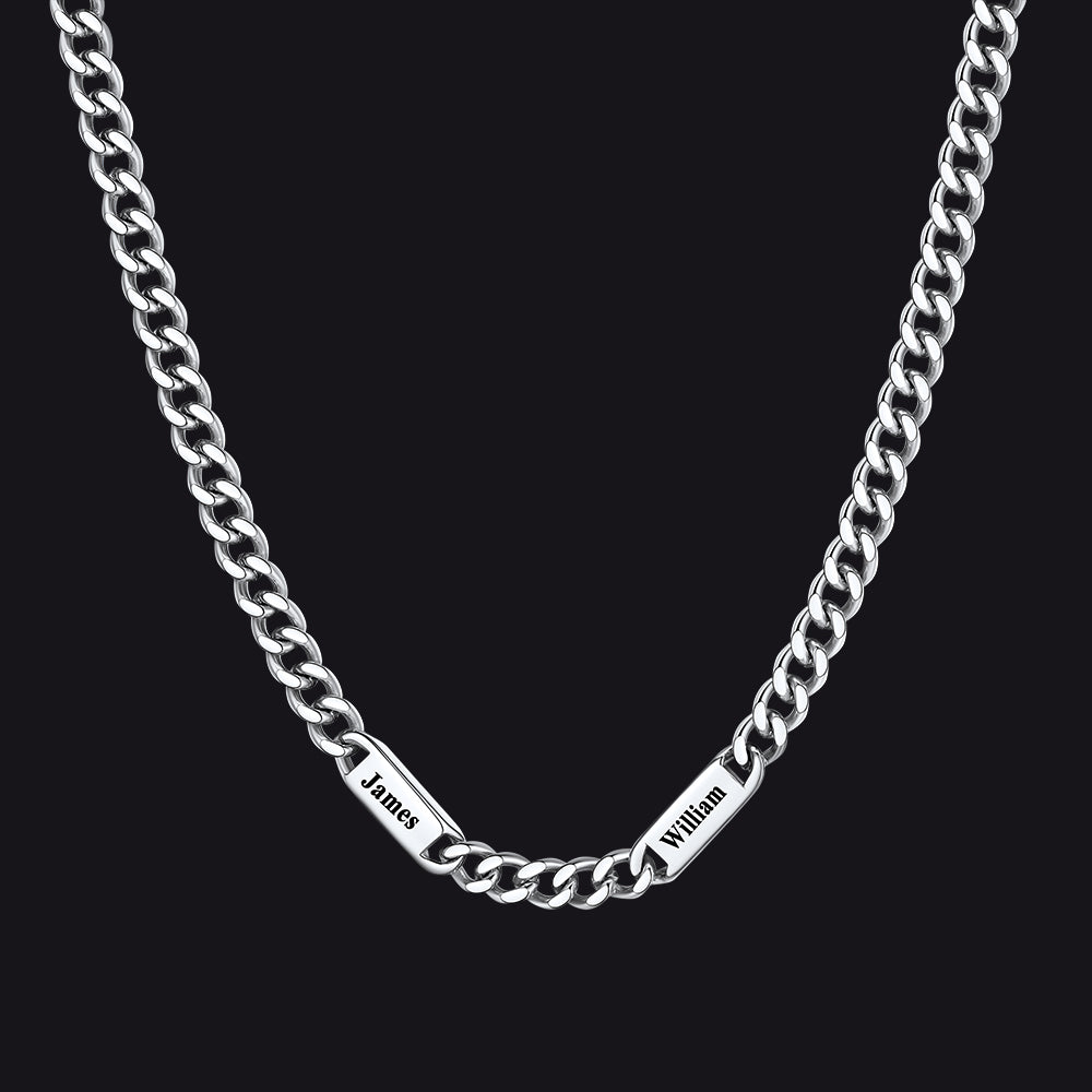 Custom Engraved 1-5 Name Chain Link Necklace for Men