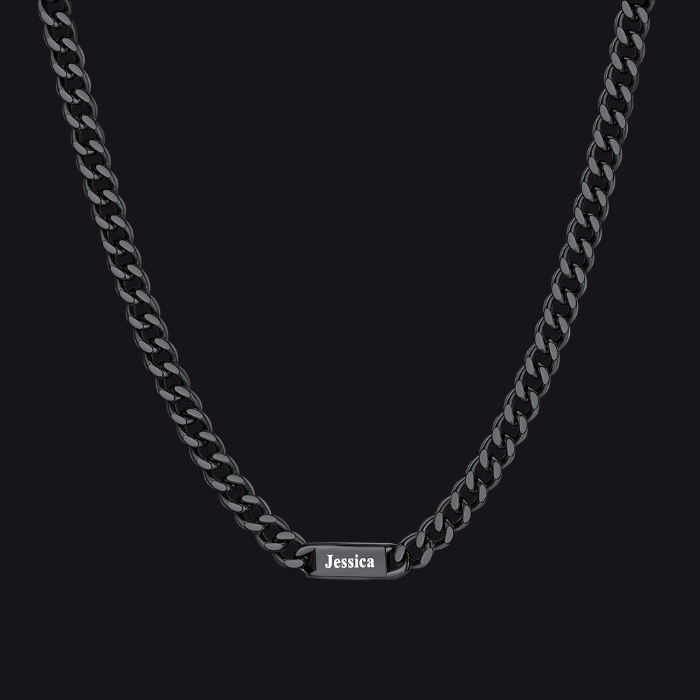 Custom Engraved 1-5 Name Chain Link Necklace for Men