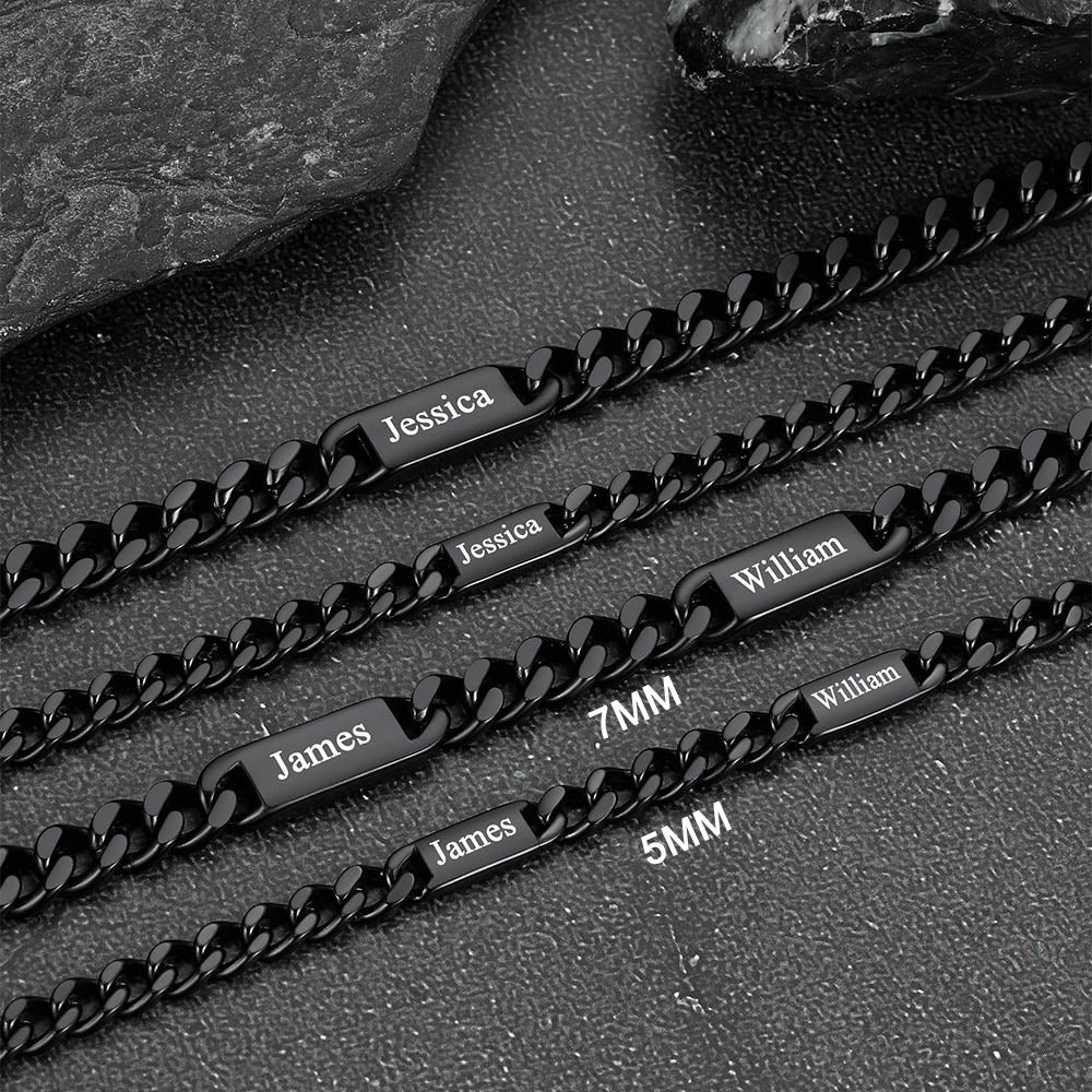 Custom Engraved 1-5 Name Chain Link Necklace for Men