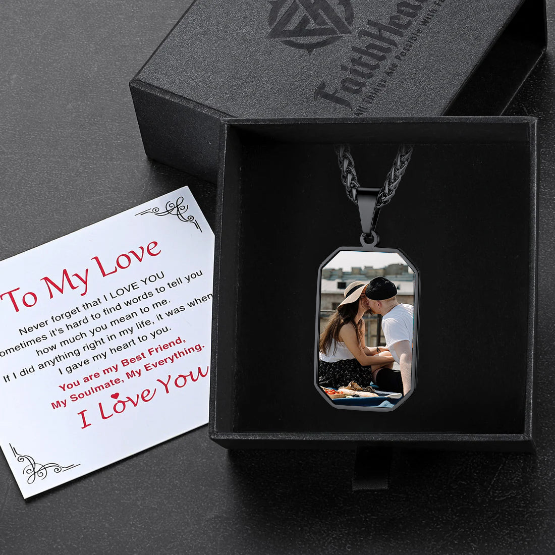 Personalized photo dog tag necklace gift for couples - To My Love
