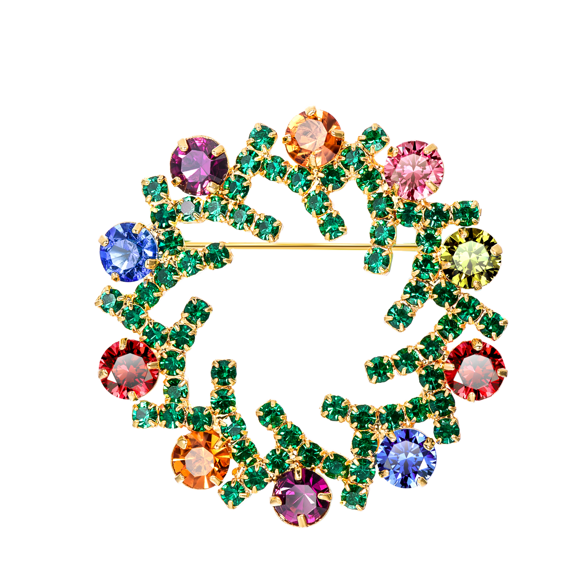 Christmas tree style pin for clothing, bags, and accessories