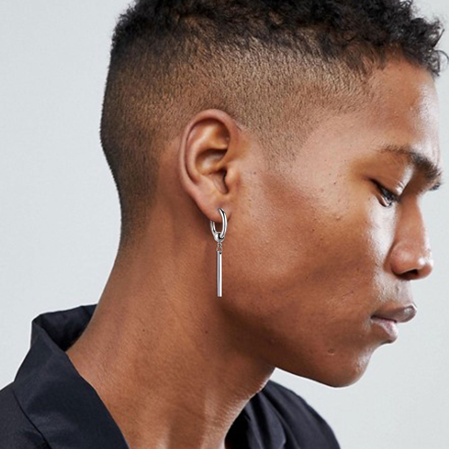 Punk Fashion Long Bar Drop Hoop Earrings for Men