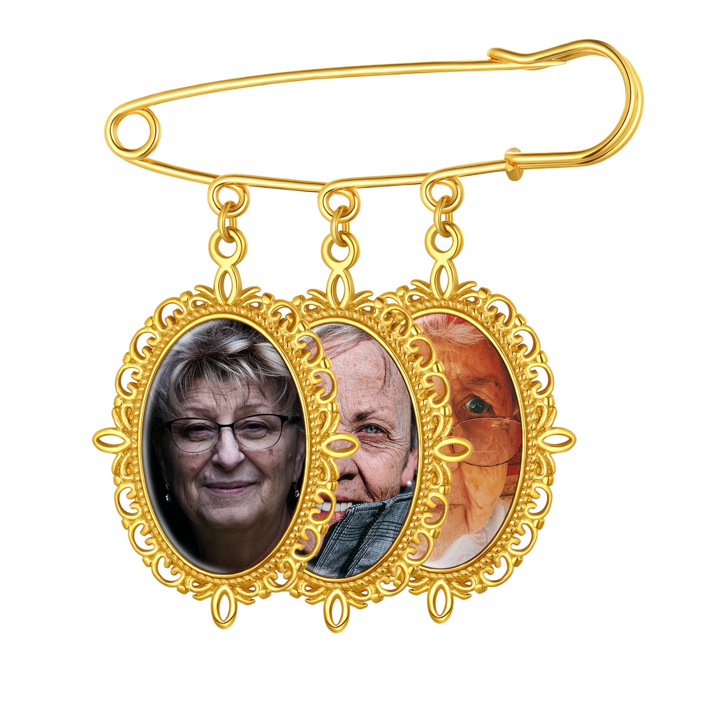 Customized Memorial Photo Charm Boutonniere Pins for Wedding/Funeral