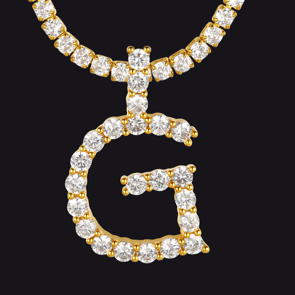 G gold-tone letter necklace with sparkling stone accents