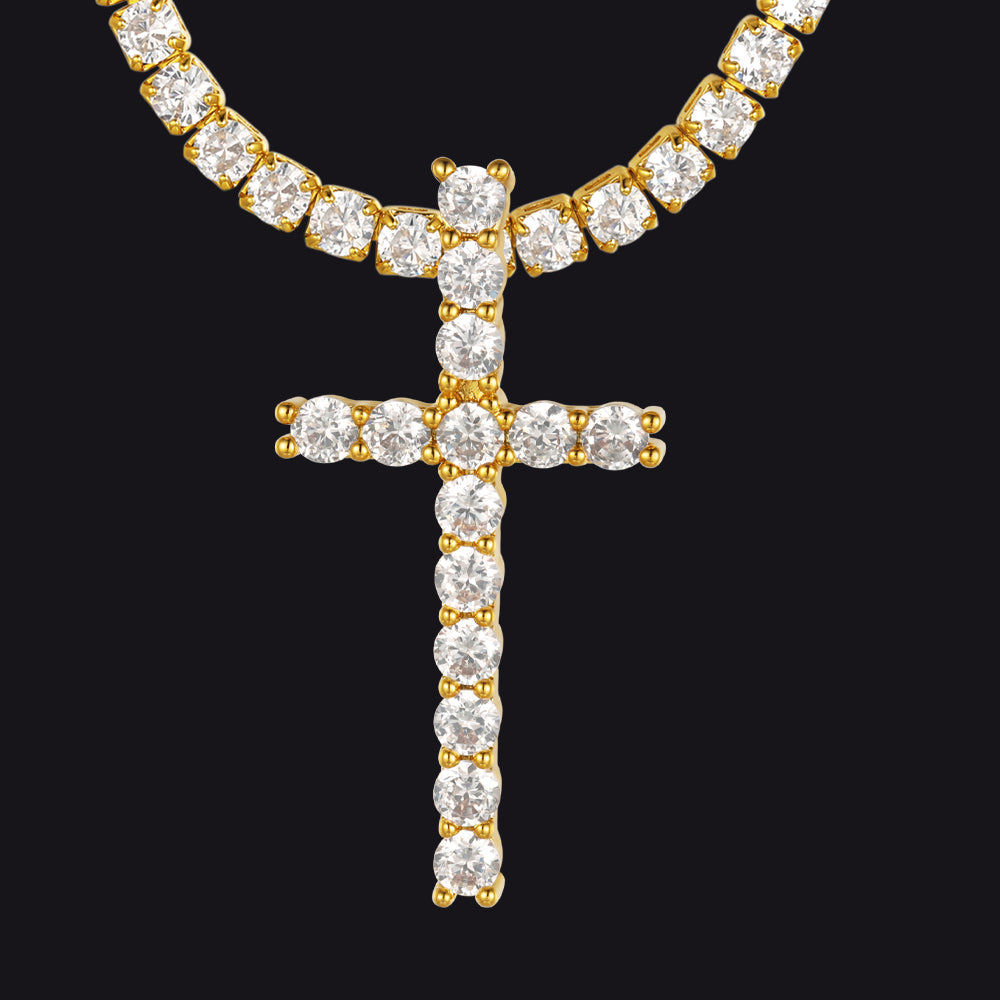 T elegant gold tennis chain with letter T pendant