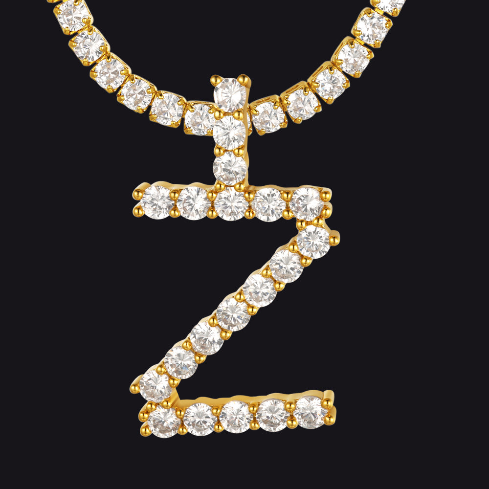 Z gold-plated Z letter necklace with cubic zirconia sparkle
