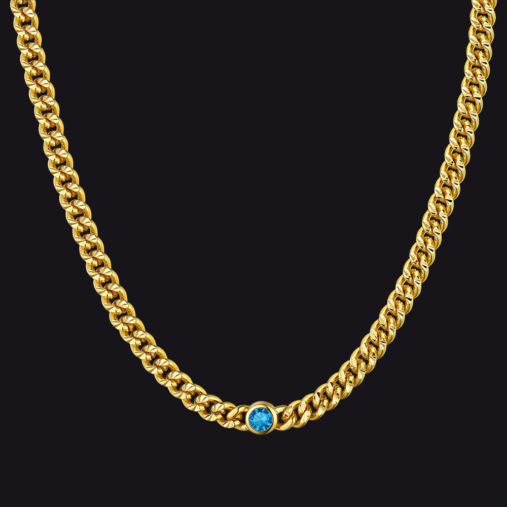 Icy blue topaz CZ birthstone necklace for December birthdays