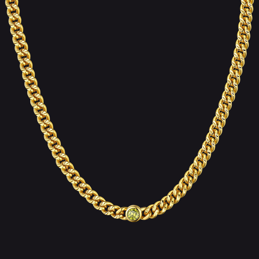 Lime green peridot CZ dainty choker necklace for August birthdays