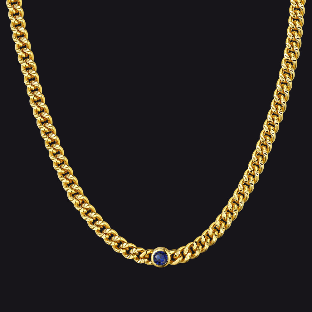Royal blue sapphire CZ birthstone necklace for September gift