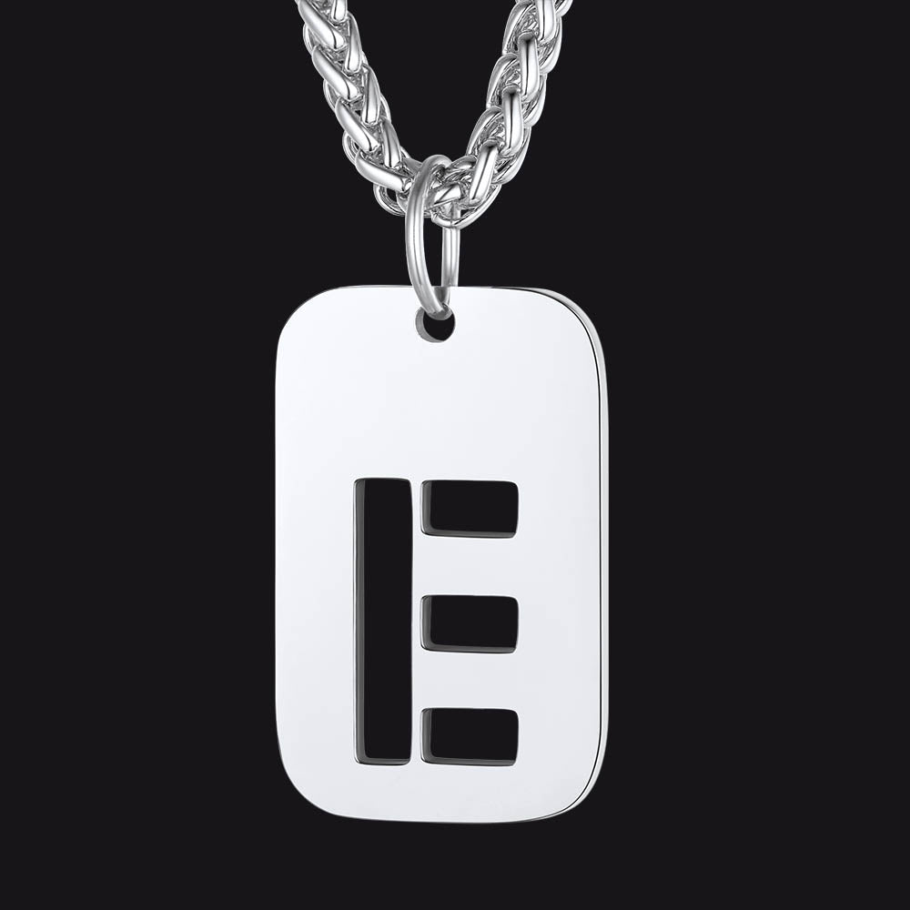 FaithHeart Letter Initial Dog Tags Pendant Necklace for Men Women FaithHeart