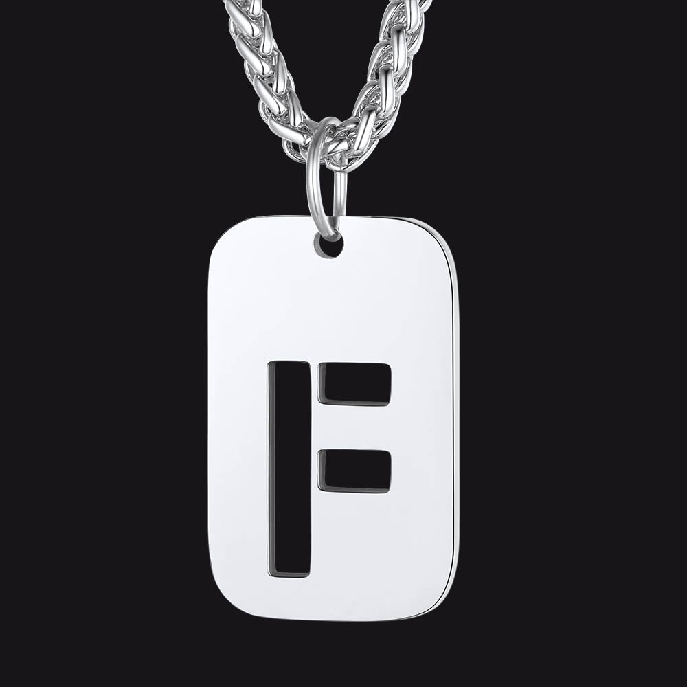 FaithHeart Letter Initial Dog Tags Pendant Necklace for Men Women FaithHeart