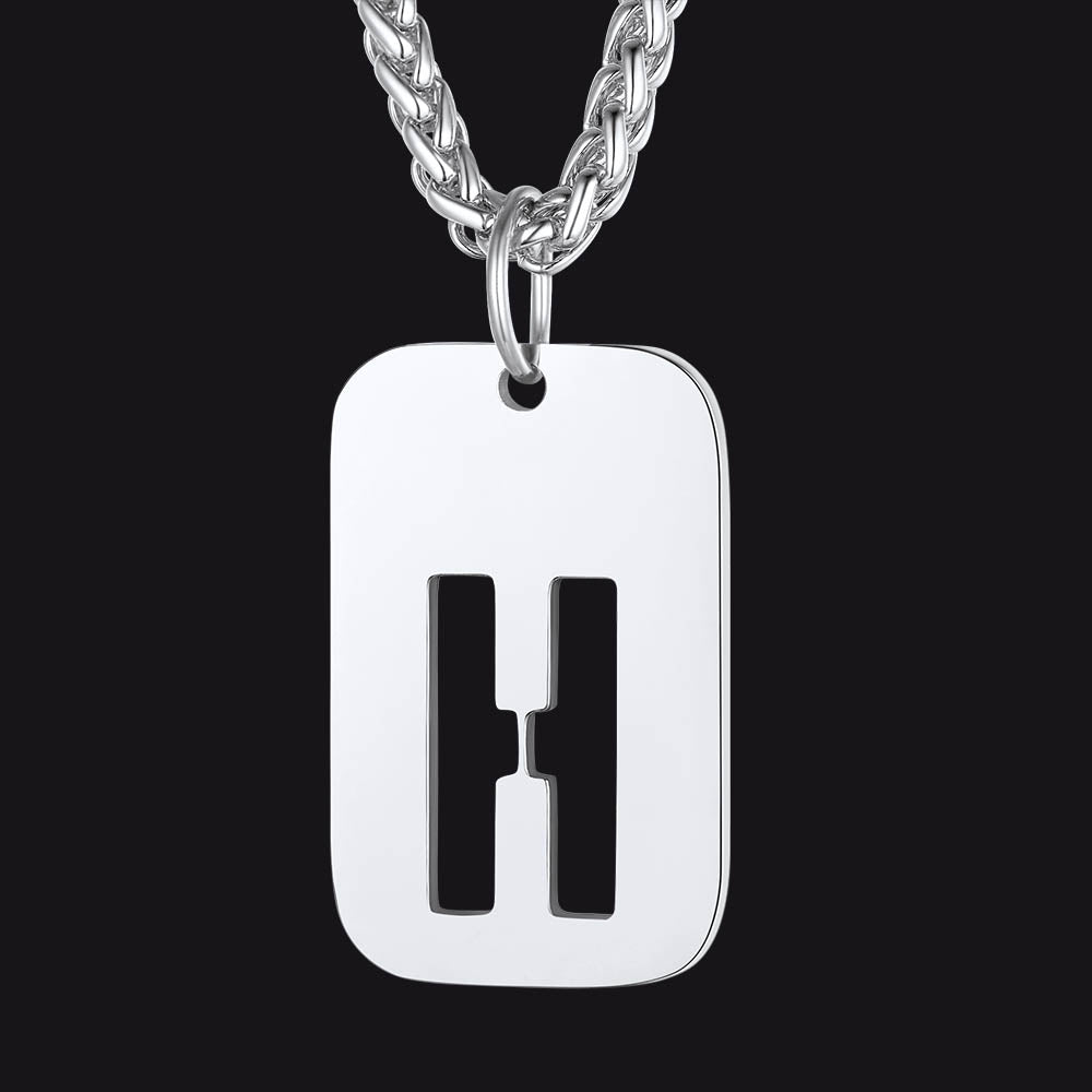 FaithHeart Letter Initial Dog Tags Pendant Necklace for Men Women FaithHeart