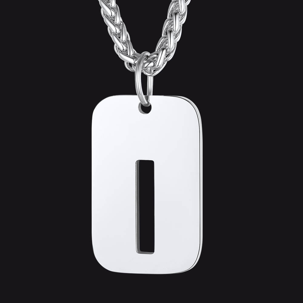 FaithHeart Letter Initial Dog Tags Pendant Necklace for Men Women FaithHeart