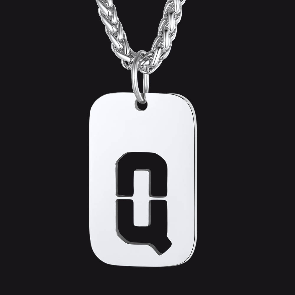 FaithHeart Letter Initial Dog Tags Pendant Necklace for Men Women FaithHeart