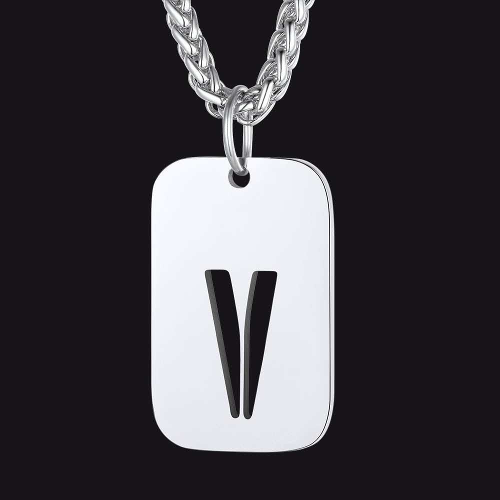 FaithHeart Letter Initial Dog Tags Pendant Necklace for Men Women FaithHeart
