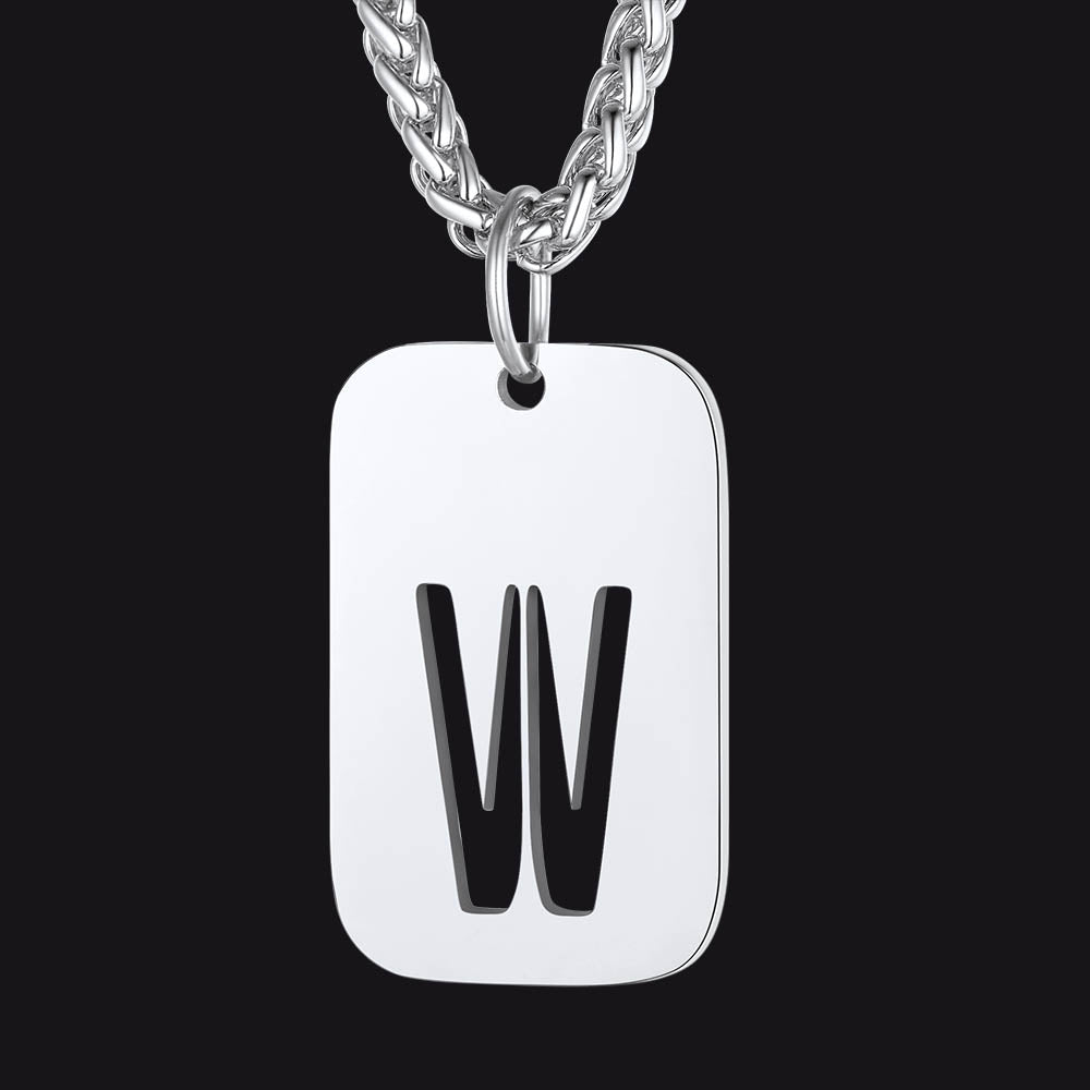 FaithHeart Letter Initial Dog Tags Pendant Necklace for Men Women FaithHeart