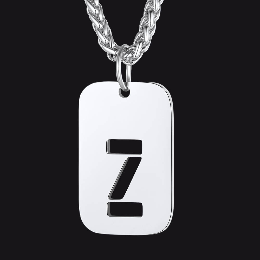 FaithHeart Letter Initial Dog Tags Pendant Necklace for Men Women FaithHeart