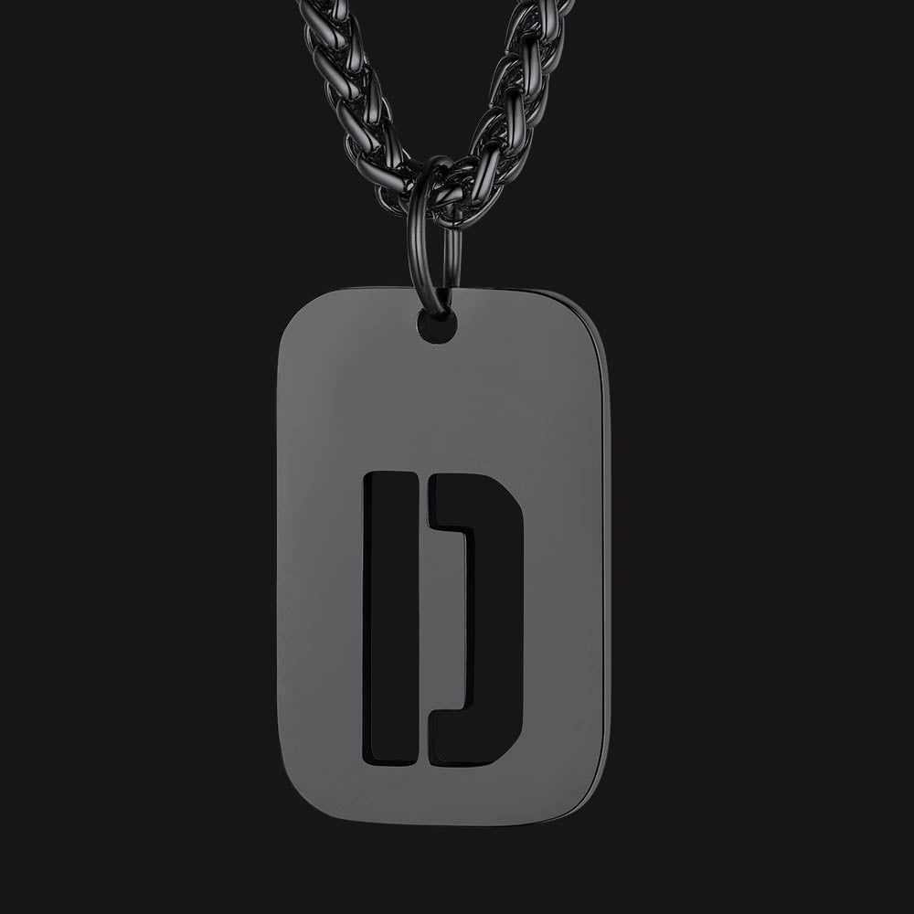 FaithHeart Letter Initial Dog Tags Pendant Necklace for Men Women FaithHeart