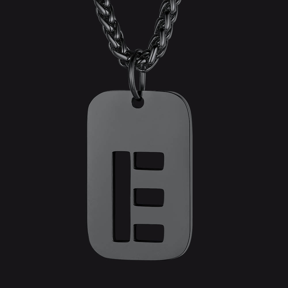 FaithHeart Letter Initial Dog Tags Pendant Necklace for Men Women FaithHeart