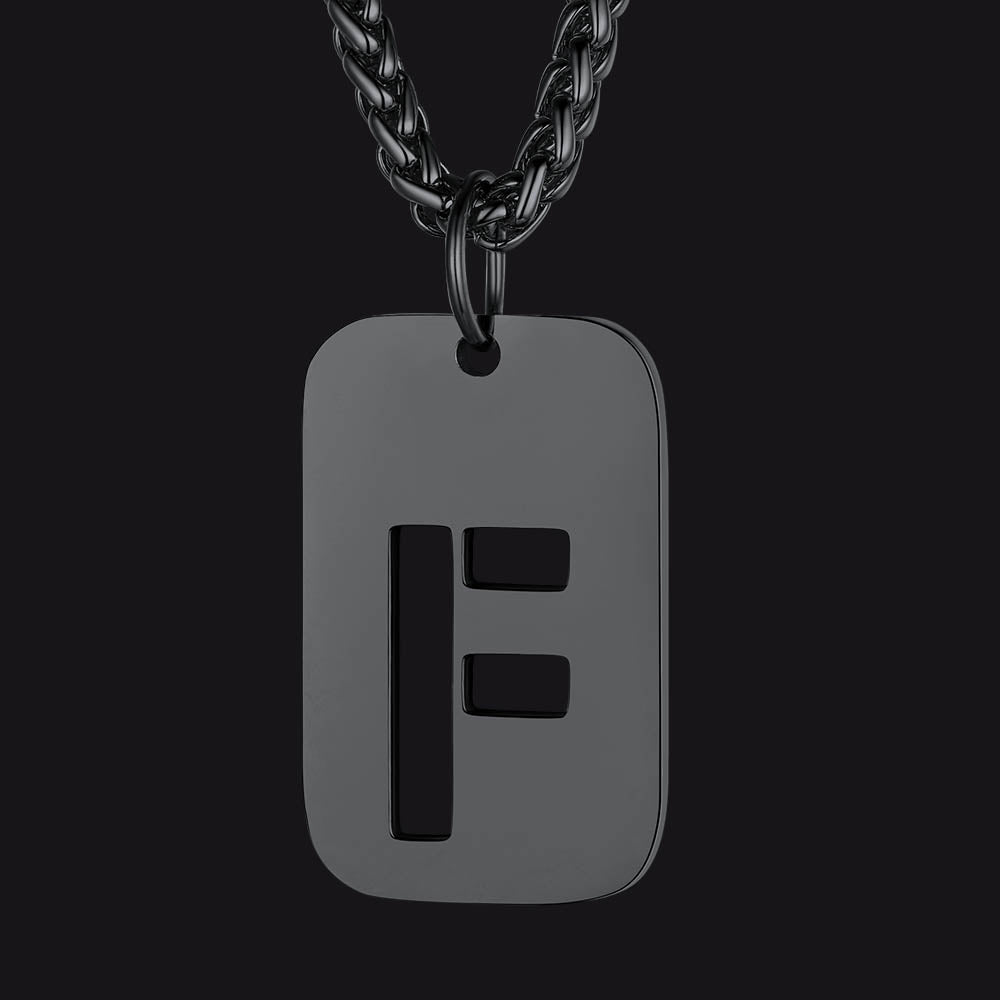 FaithHeart Letter Initial Dog Tags Pendant Necklace for Men Women FaithHeart