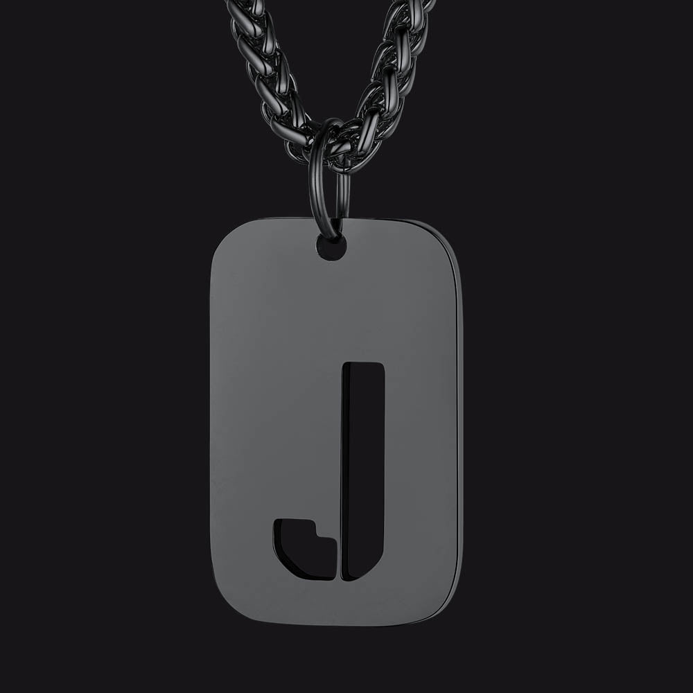 FaithHeart Letter Initial Dog Tags Pendant Necklace for Men Women FaithHeart