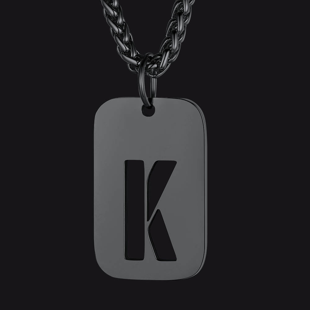 FaithHeart Letter Initial Dog Tags Pendant Necklace for Men Women FaithHeart