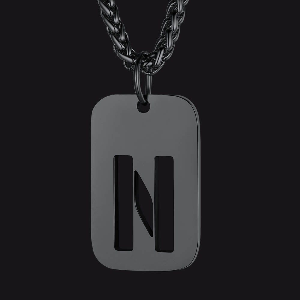 FaithHeart Letter Initial Dog Tags Pendant Necklace for Men Women FaithHeart