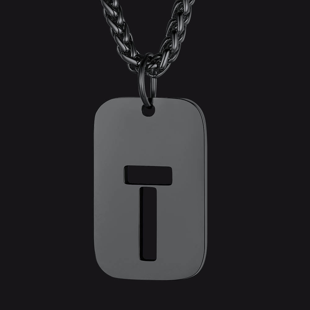 FaithHeart Letter Initial Dog Tags Pendant Necklace for Men Women FaithHeart