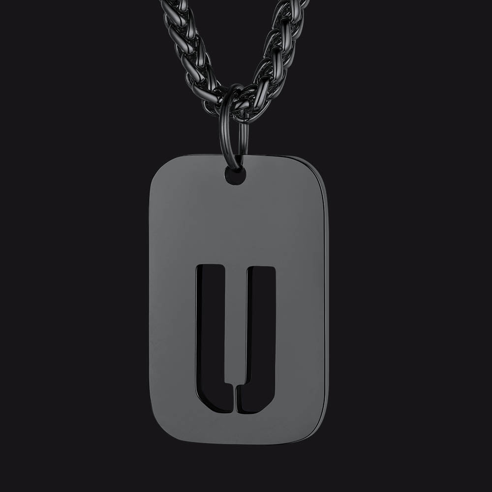 FaithHeart Letter Initial Dog Tags Pendant Necklace for Men Women FaithHeart