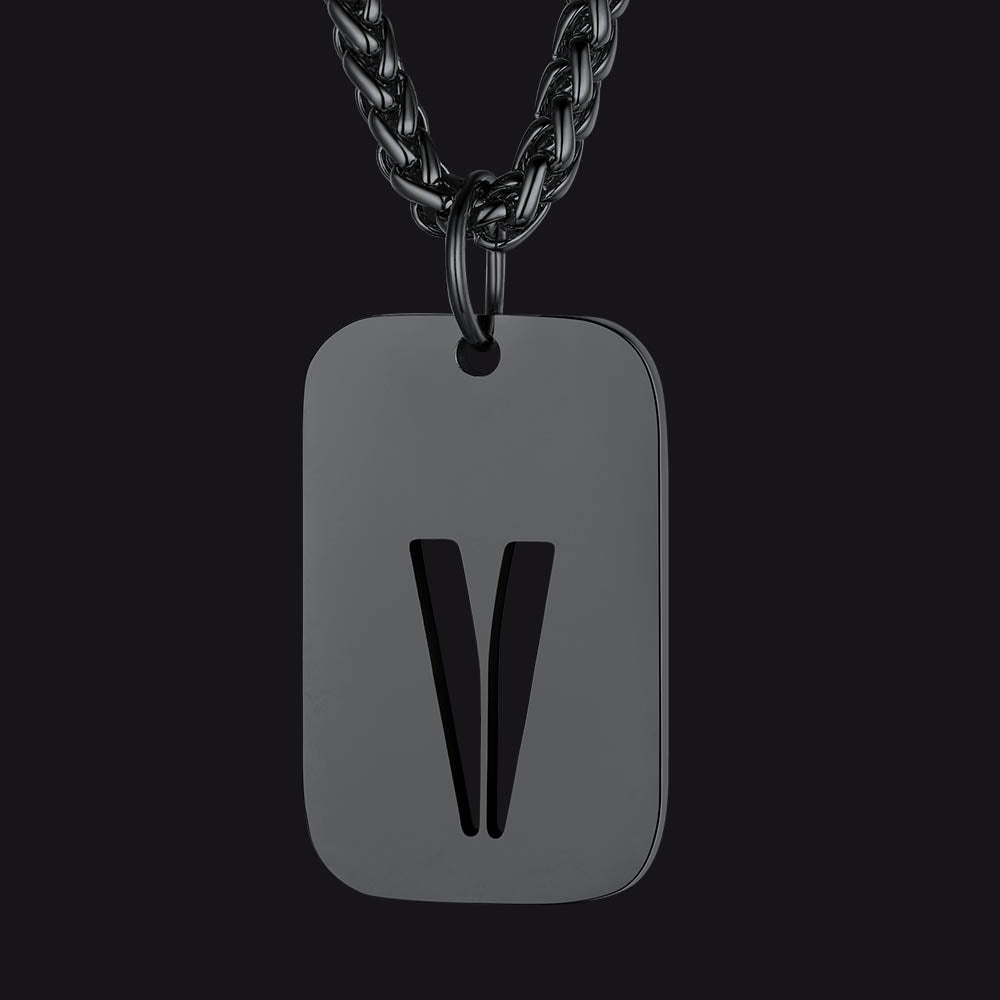 FaithHeart Letter Initial Dog Tags Pendant Necklace for Men Women FaithHeart