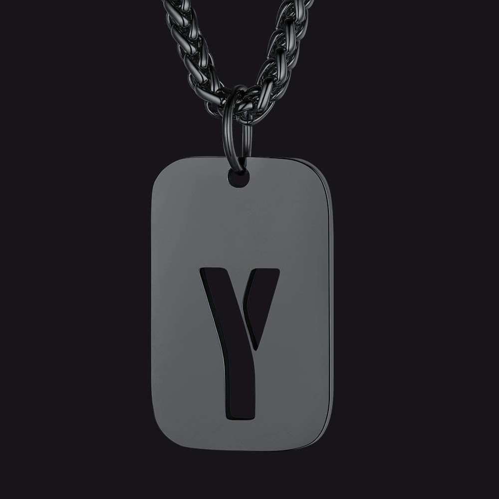 FaithHeart Letter Initial Dog Tags Pendant Necklace for Men Women FaithHeart