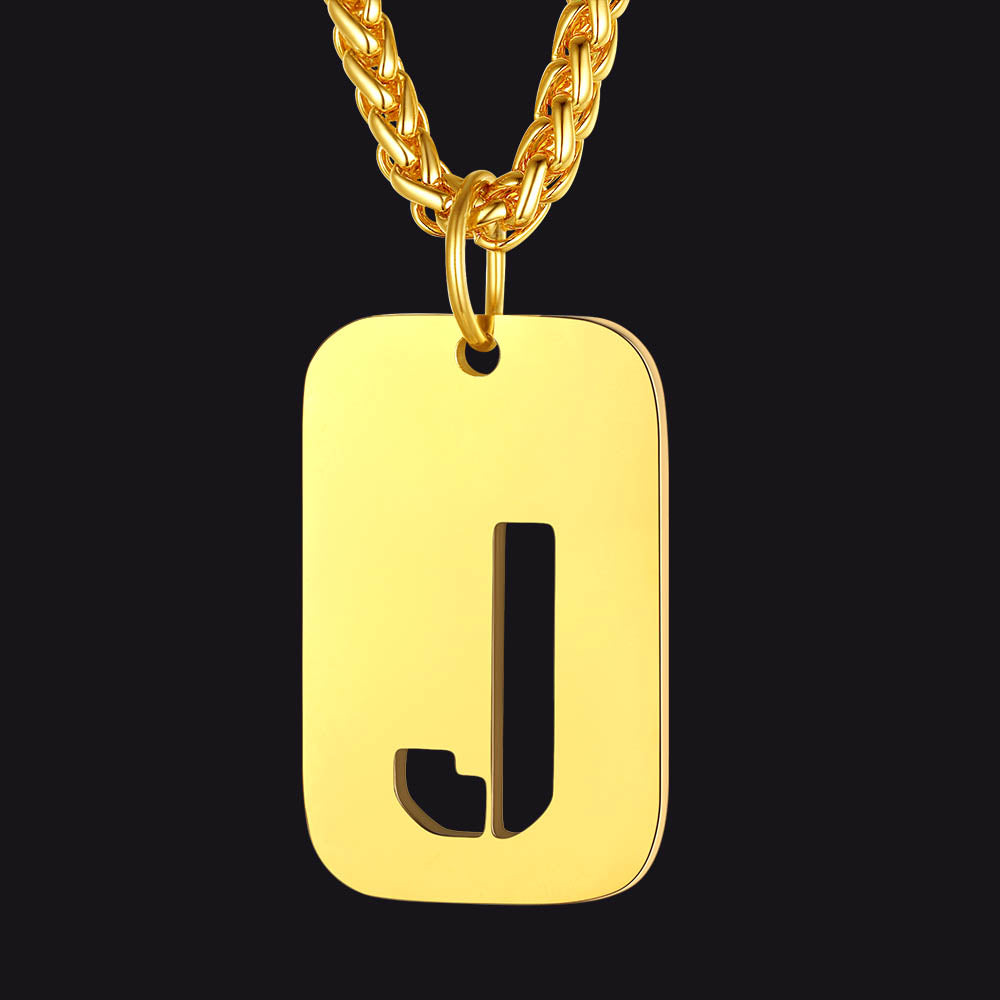 FaithHeart Letter Initial Dog Tags Pendant Necklace for Men Women FaithHeart