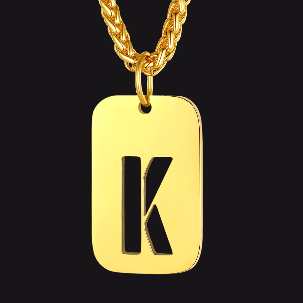 FaithHeart Letter Initial Dog Tags Pendant Necklace for Men Women FaithHeart