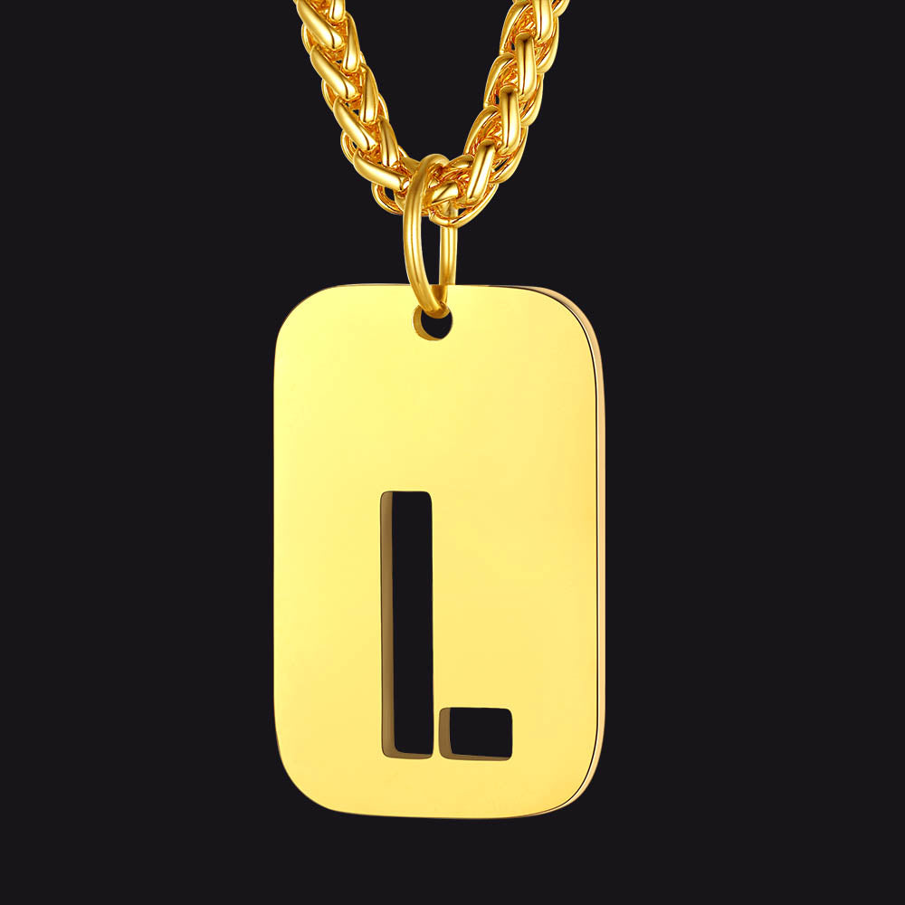 FaithHeart Letter Initial Dog Tags Pendant Necklace for Men Women FaithHeart
