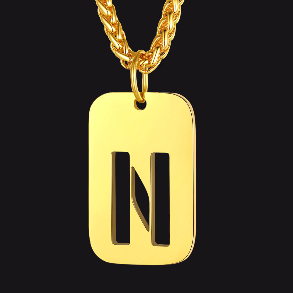 FaithHeart Letter Initial Dog Tags Pendant Necklace for Men Women FaithHeart