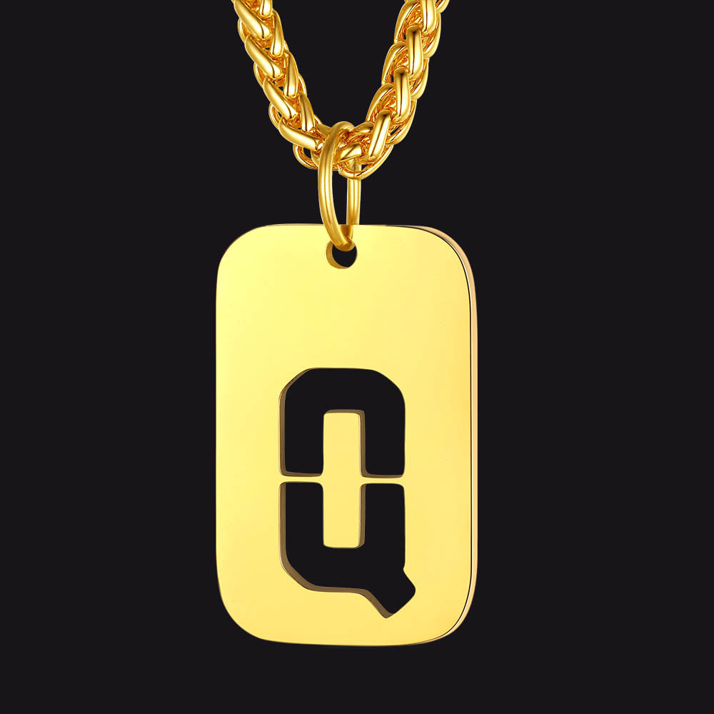 FaithHeart Letter Initial Dog Tags Pendant Necklace for Men Women FaithHeart