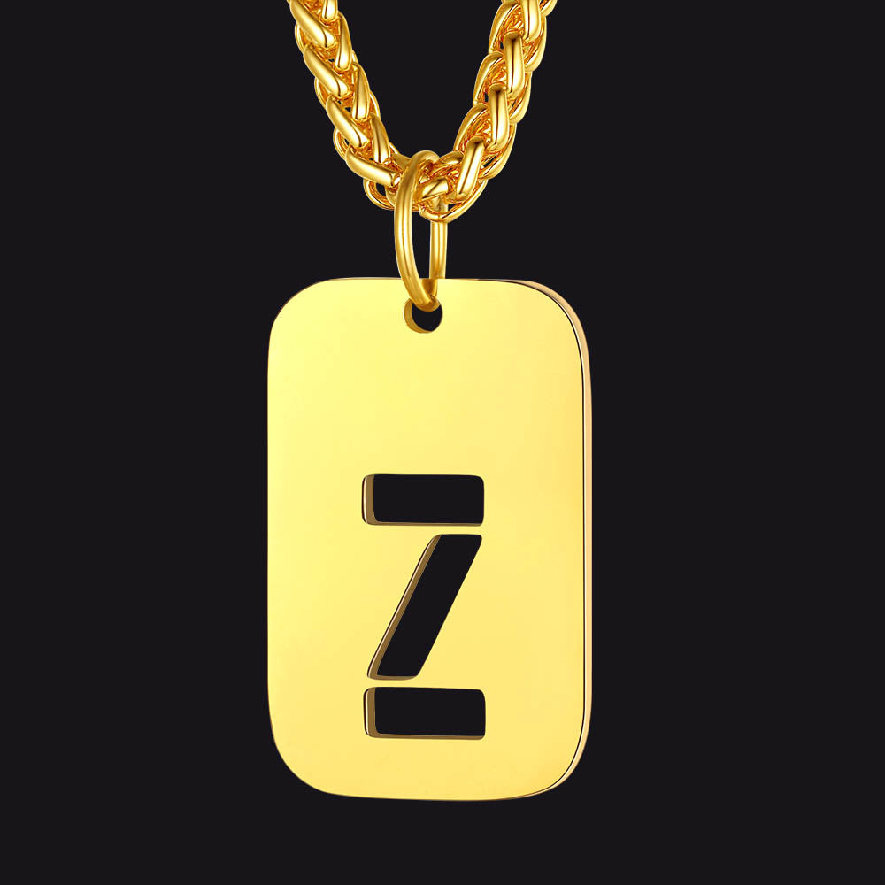 FaithHeart Letter Initial Dog Tags Pendant Necklace for Men Women FaithHeart