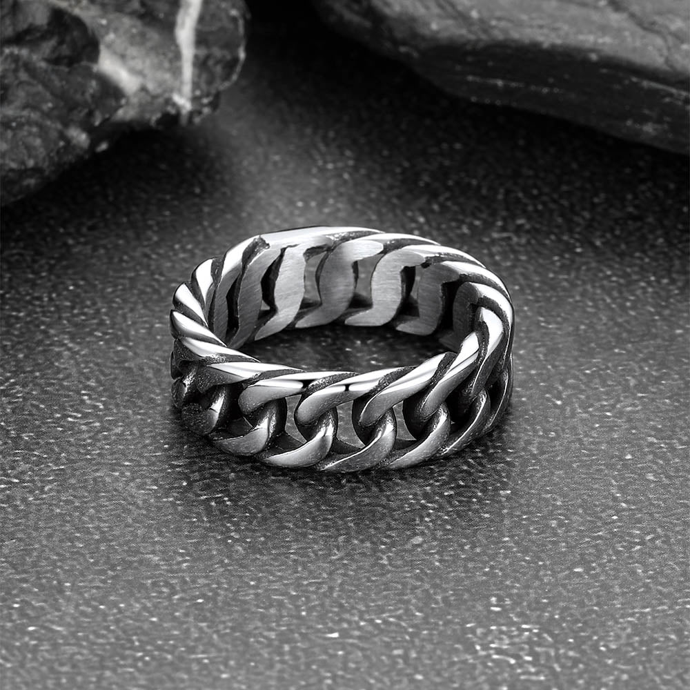 7MM Unisex Cuban Chain Link Band Ring for Men