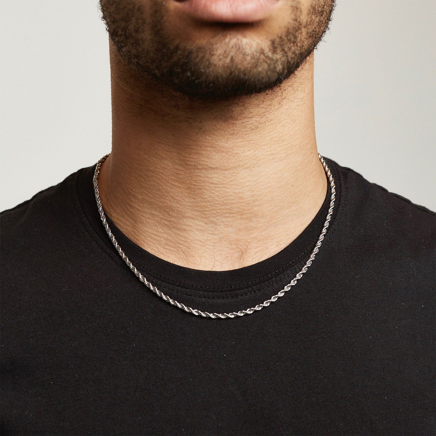 Silver Twisted Rope Chain Necklace for Men