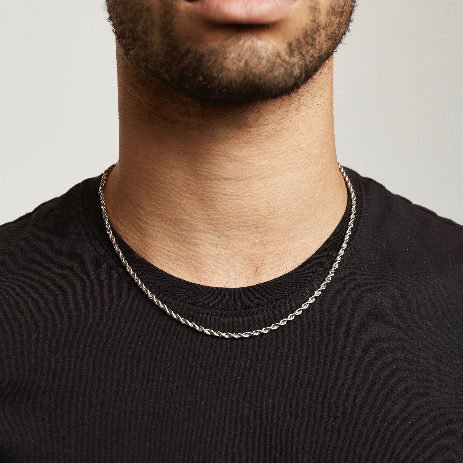 Silver Twisted Rope Chain Necklace for Men