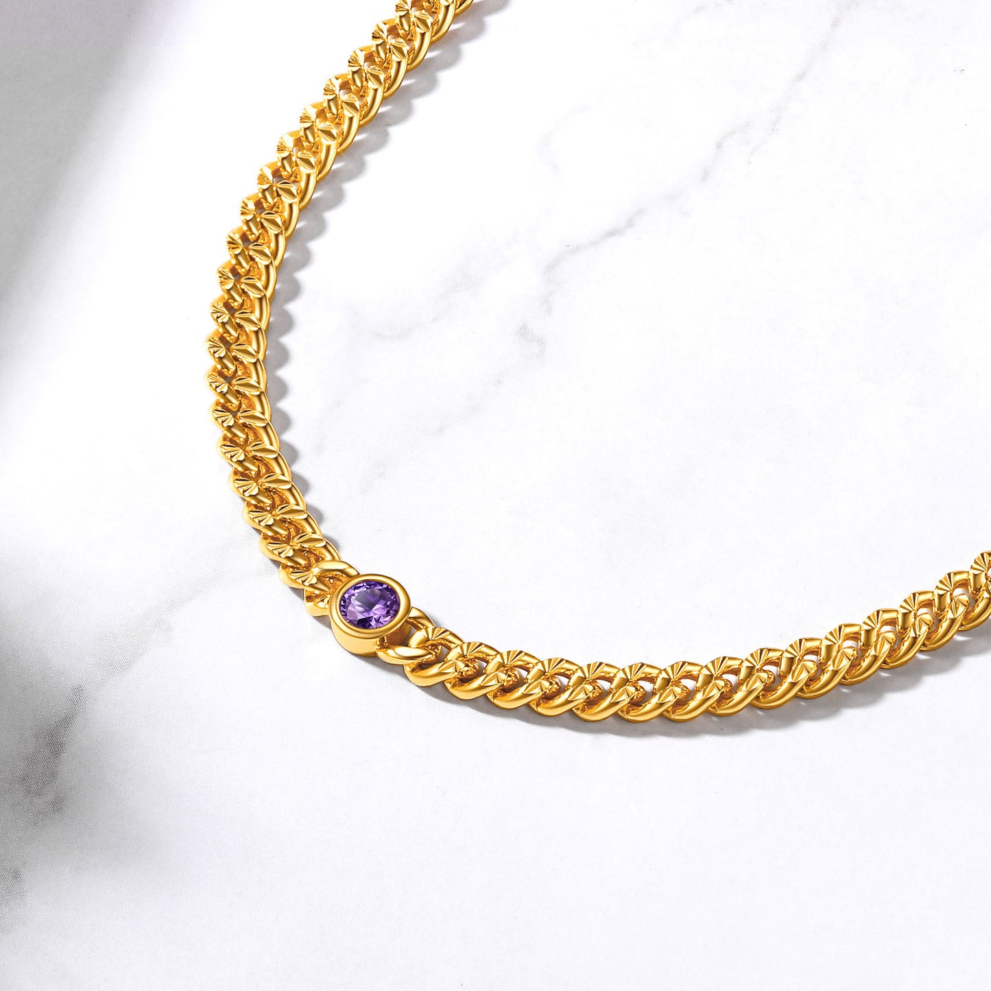 4.5MM Birthstone Gold Chain Choker Necklace for Women