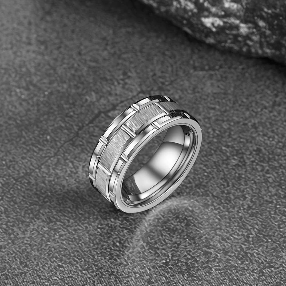 Brick Pattern Groove Ring