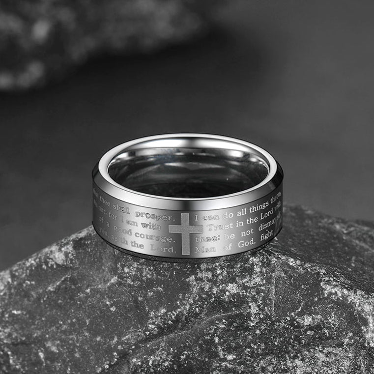 FaithHeart Lord's Prayer Cross Band Ring For Men FaithHeart