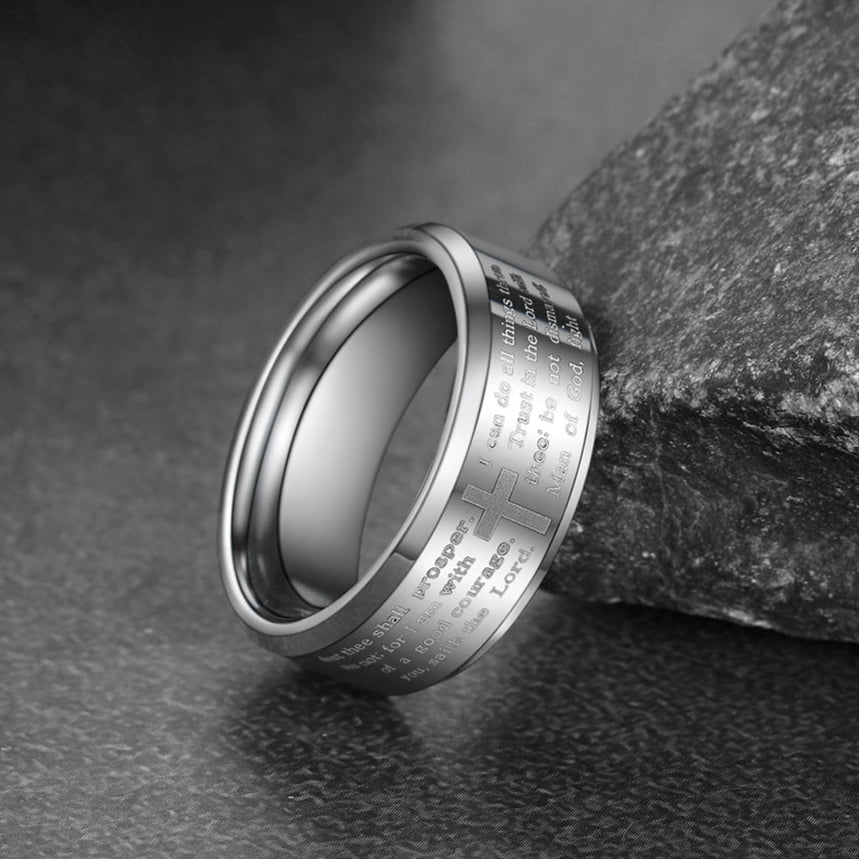 FaithHeart Lord's Prayer Cross Band Ring For Men FaithHeart