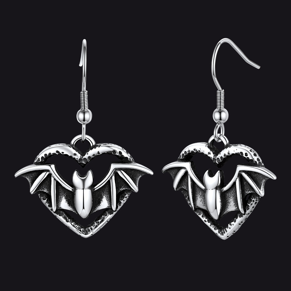 FaithHeart Bat Dangle Earrrings Stainless Steel